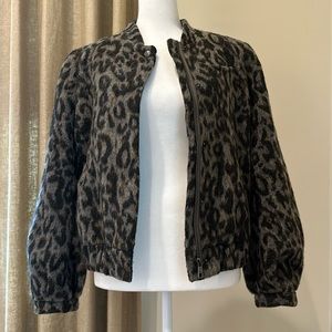 Banana Republic Leopard Print Wool Bomber Jacket